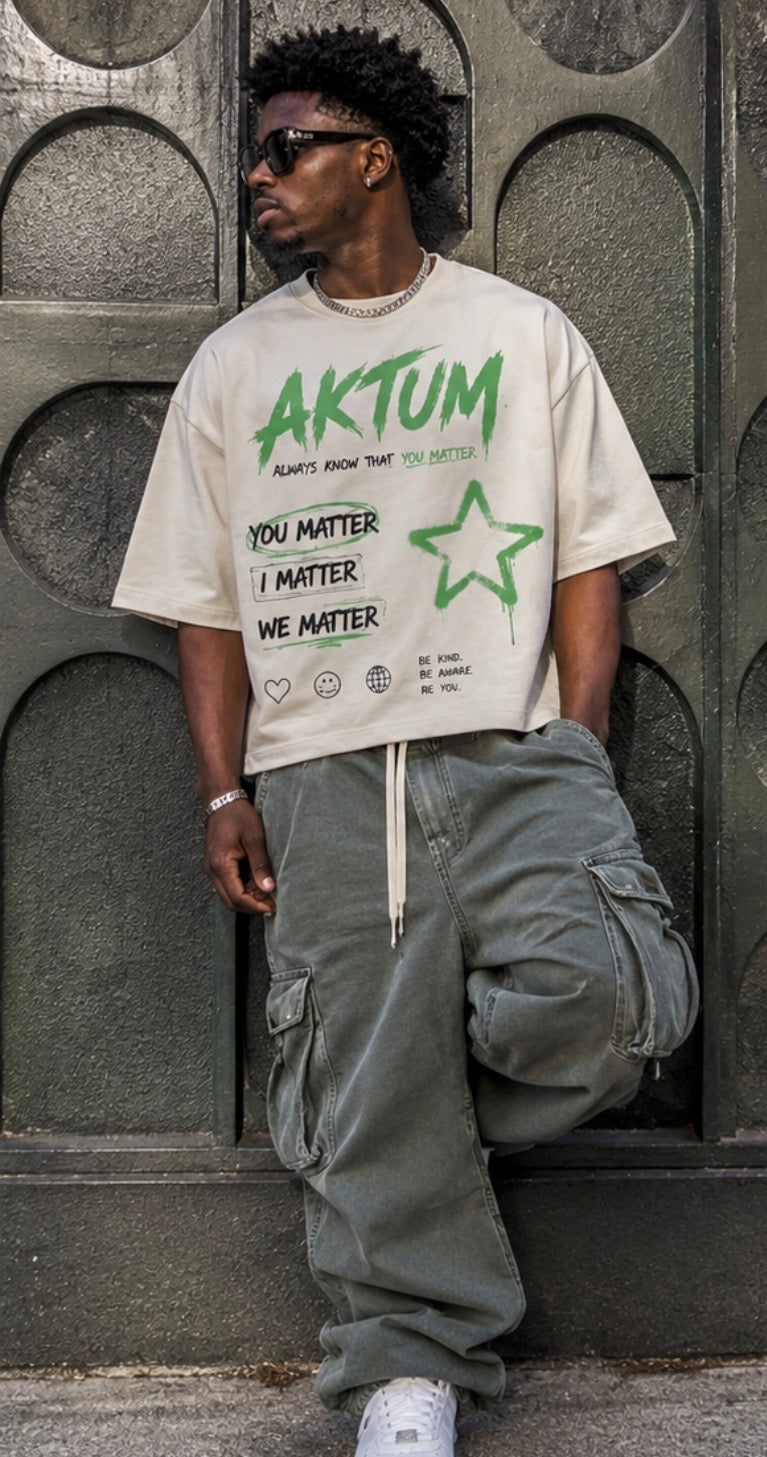 AKTUM “YOU MATTER” Oversized Cropped Tee