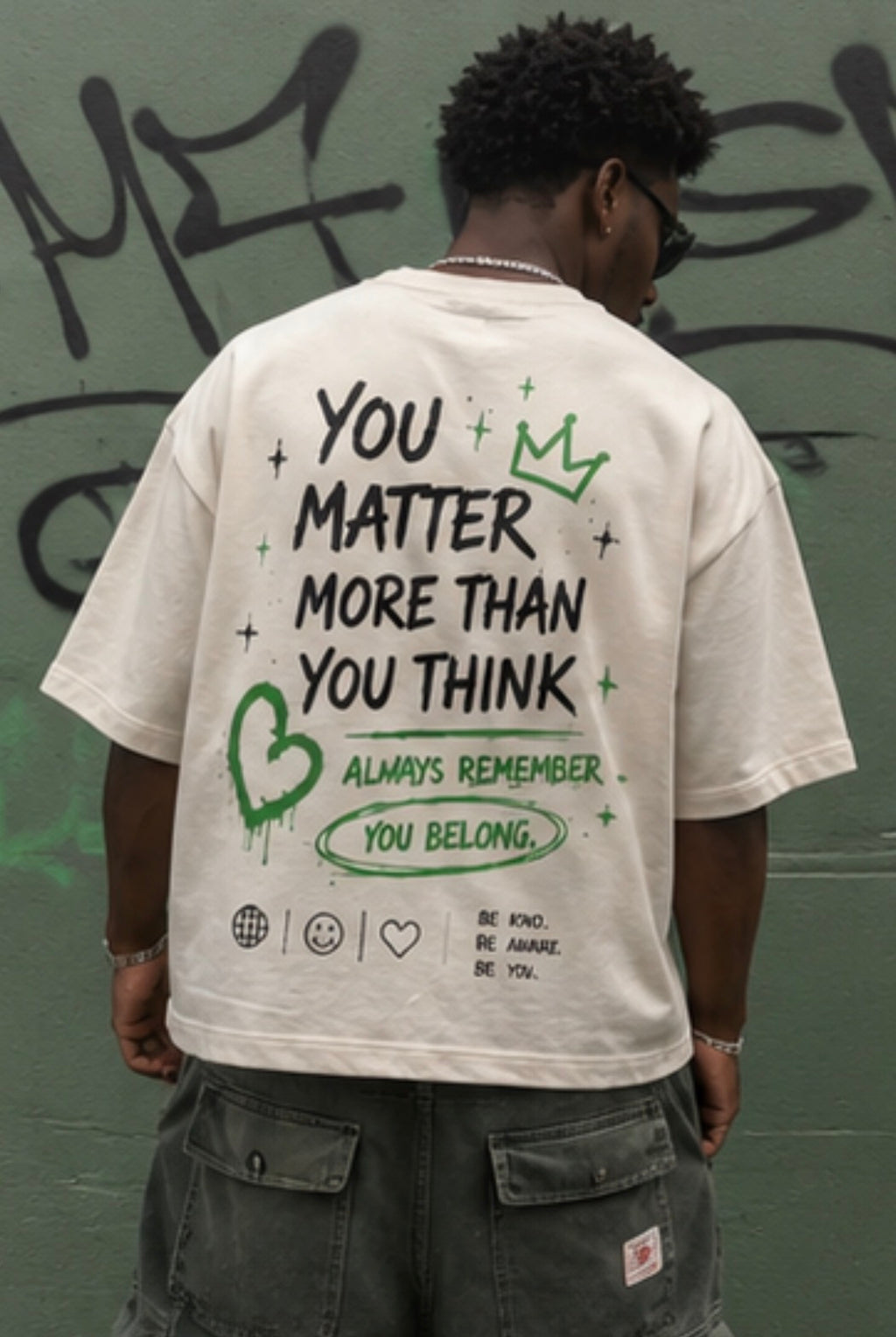 AKTUM “YOU MATTER” Oversized Cropped Tee