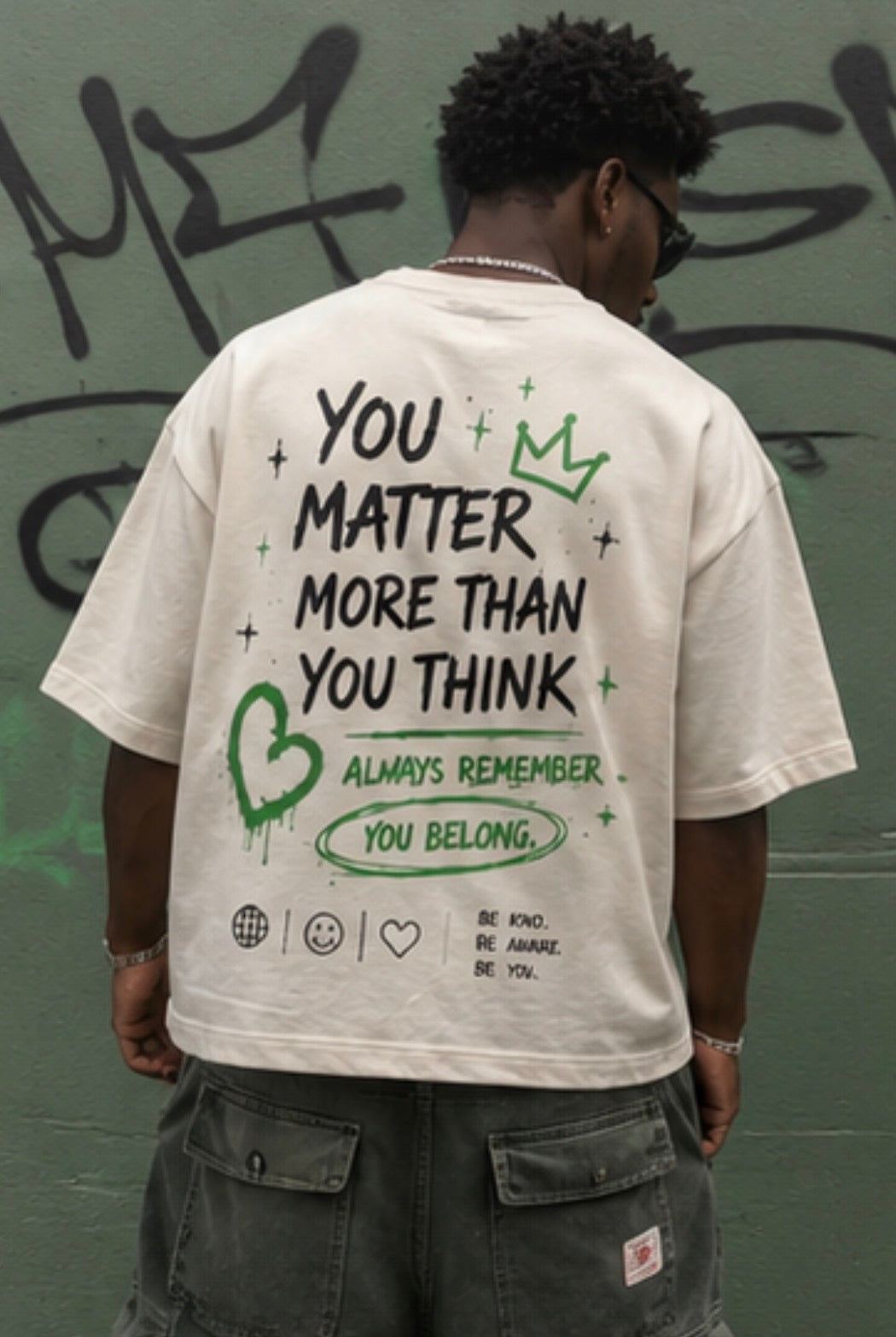 AKTUM “YOU MATTER” Oversized Cropped Tee