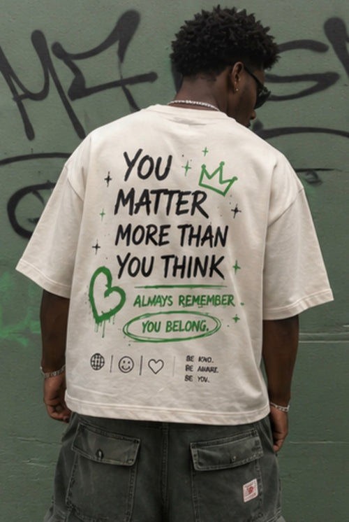 AKTUM “YOU MATTER” Oversized Cropped Tee
