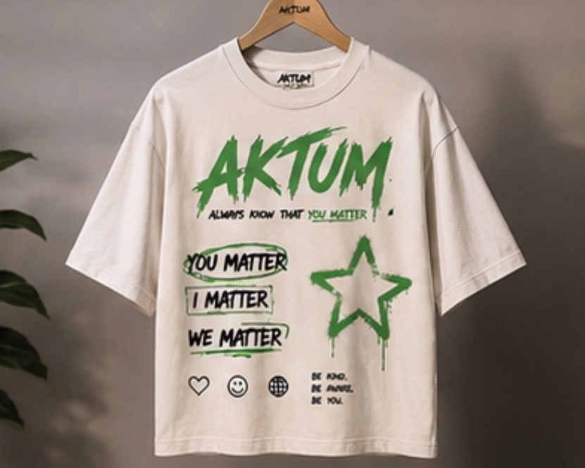 AKTUM “YOU MATTER” Oversized Cropped Tee