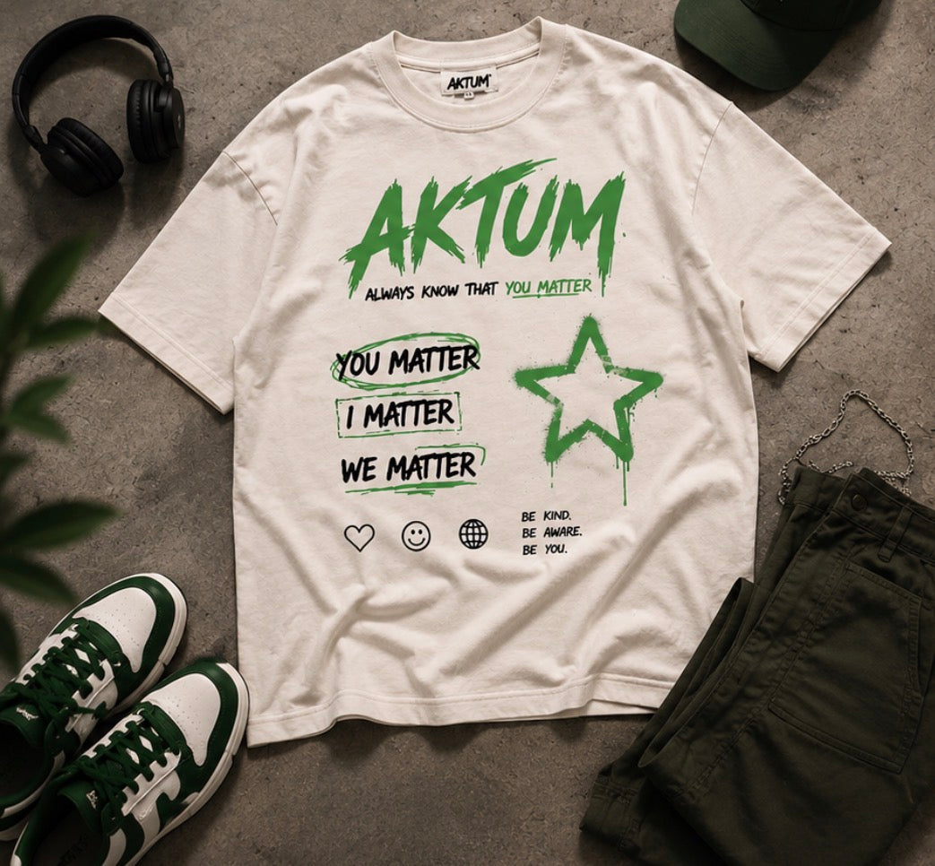 AKTUM “YOU MATTER” Oversized Cropped Tee